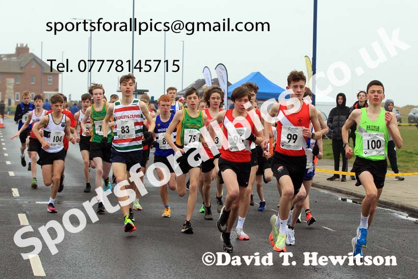 Boys under-15s 5k, 2023 Northern Mens 12 stage and Womens 6 Stage Relays and Young Athletes, Redcar. Photo: David T. Hewitson/Sports for All Pics